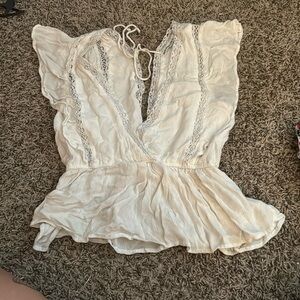 low cut peplum blouse